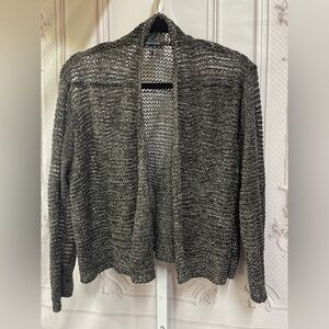 Eileen Fisher Bronze Metallic Italian Yarn Open-Knit Cardigan L Sweater
